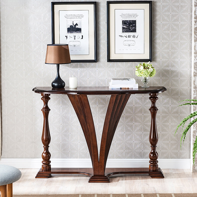 Victorian Rubber Wood Console Table Free Form Console Sofa Table for Hall