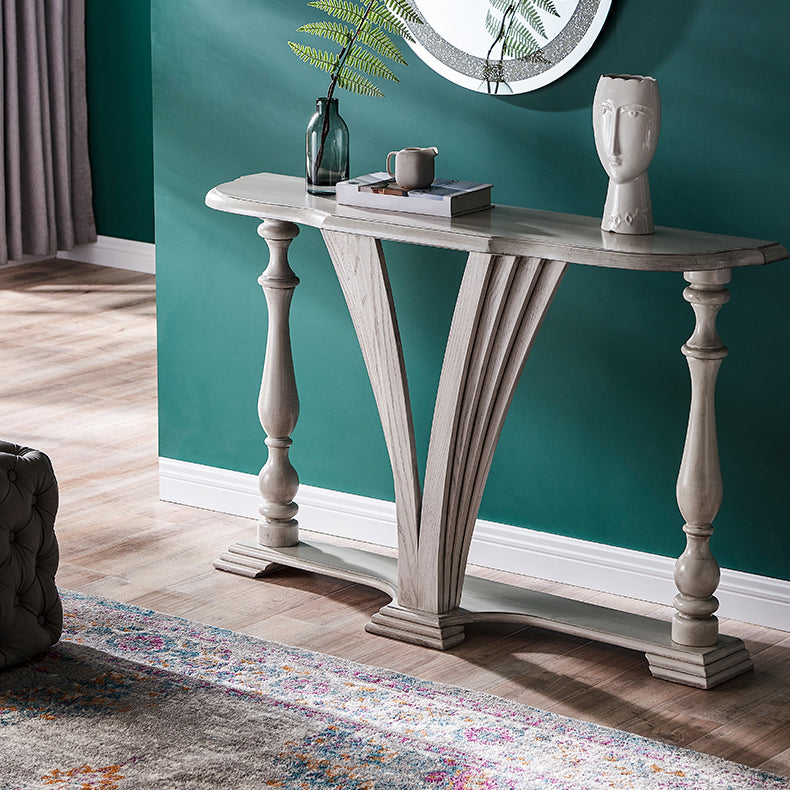 Victorian Rubber Wood Console Table Free Form Console Sofa Table for Hall