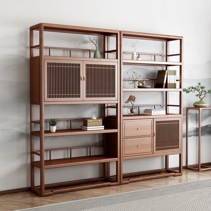 Standard Open Back Bookshelf Wooden Contemporary Bookcase with Doors