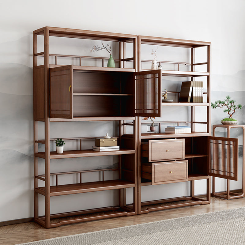 Standard Open Back Bookshelf Wooden Contemporary Bookcase with Doors