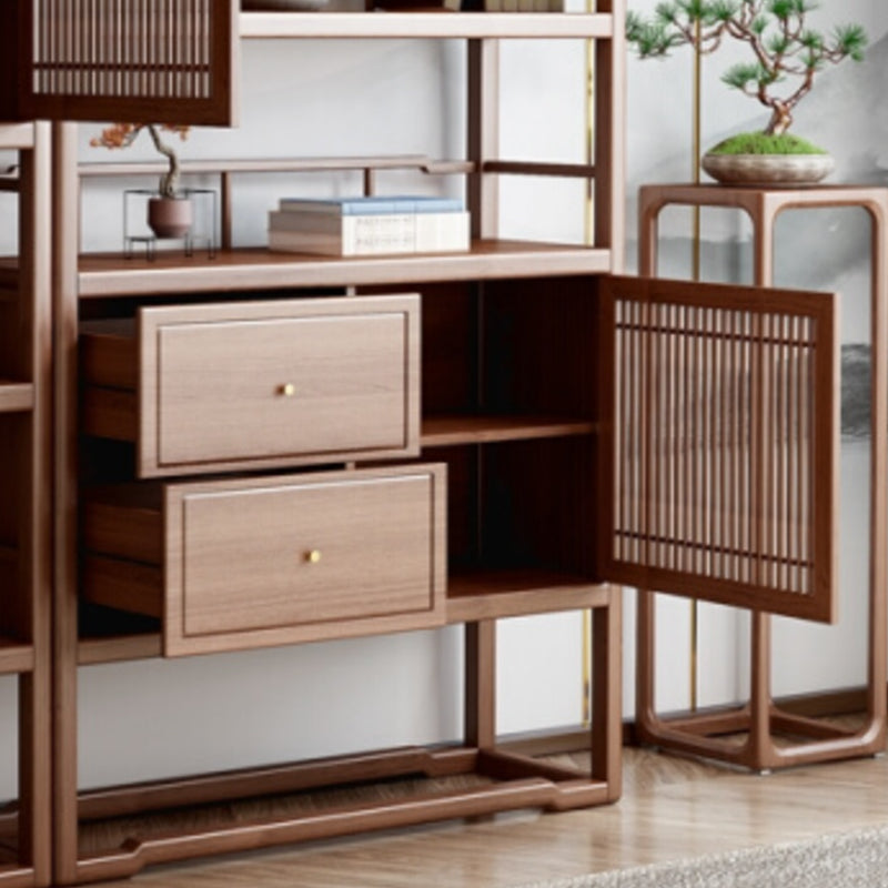 Standard Open Back Bookshelf Wooden Contemporary Bookcase with Doors