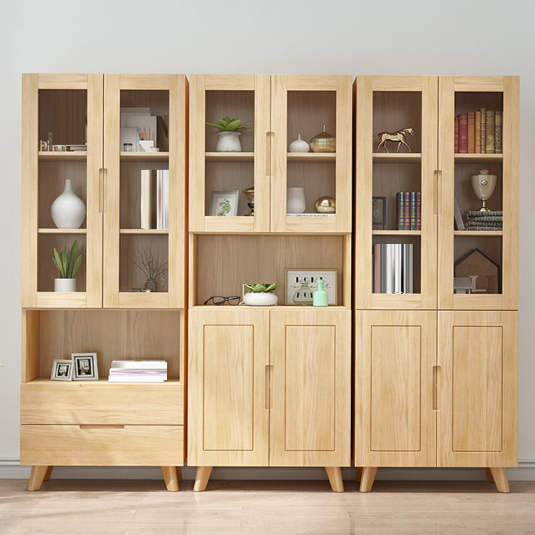 Wooden Natural Standard Bookcase Contemporary Closed Back Bookshelf