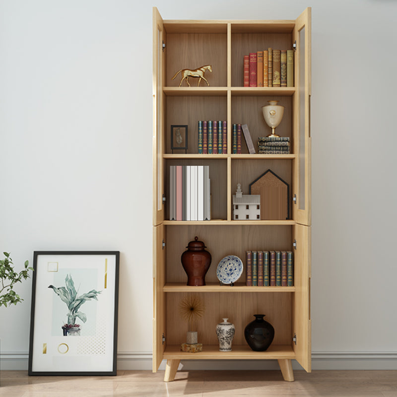 Wooden Natural Standard Bookcase Contemporary Closed Back Bookshelf