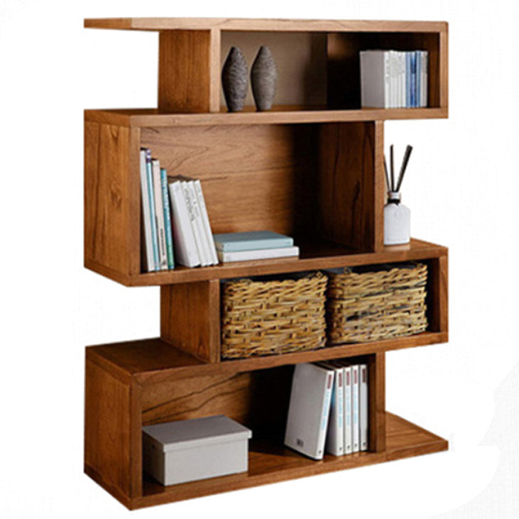 Wooden Closed Back Bookcase Standard Scandinavian Bookshelf with Shelves