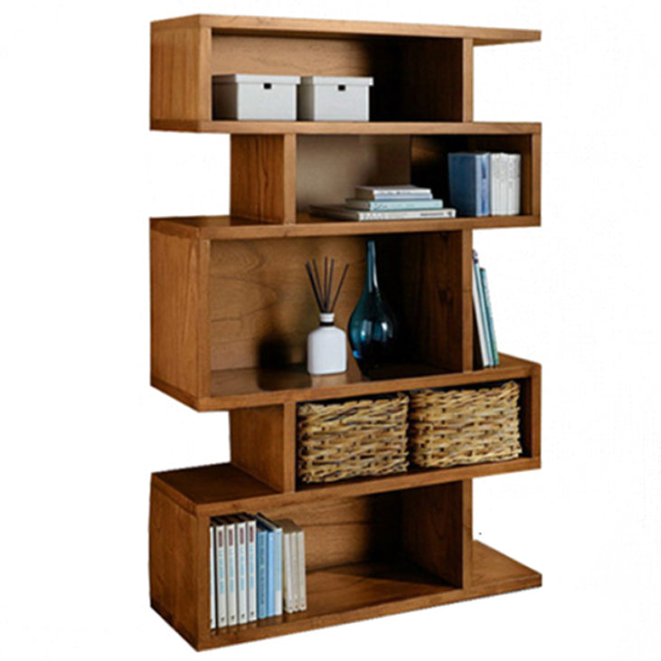 Wooden Closed Back Bookcase Standard Scandinavian Bookshelf with Shelves