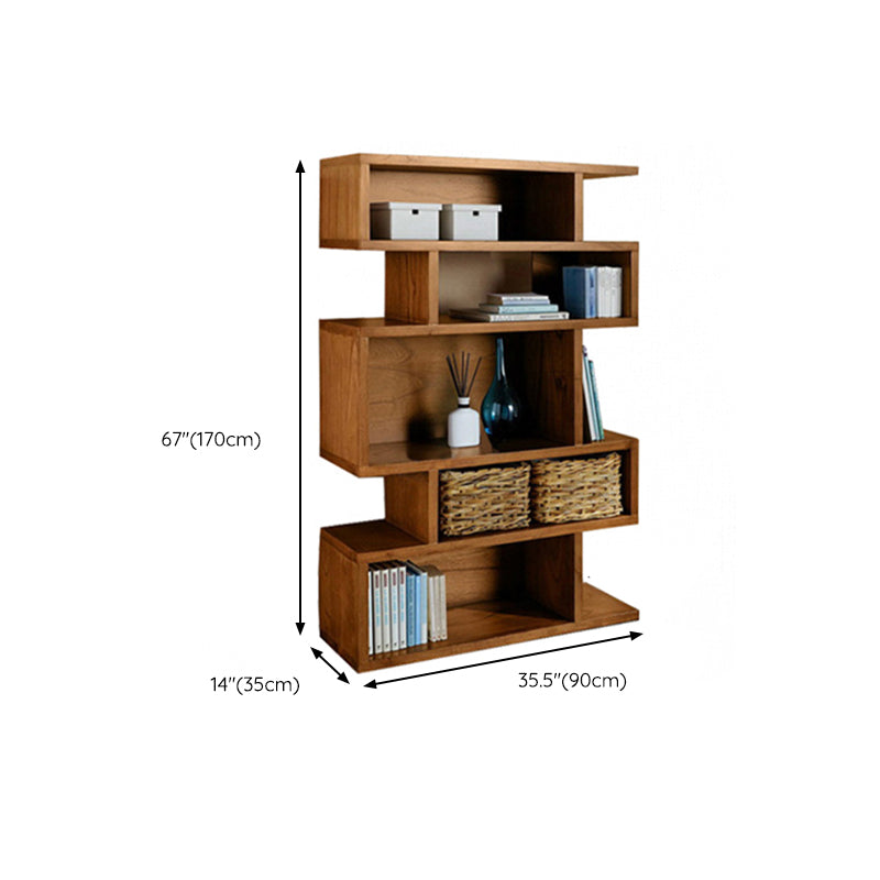 Wooden Closed Back Bookcase Standard Scandinavian Bookshelf with Shelves