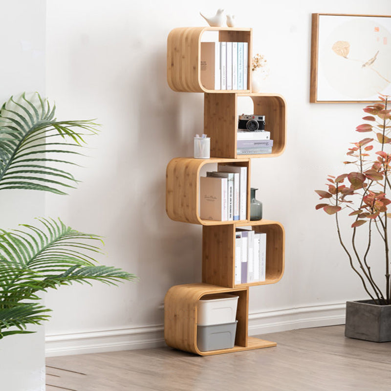 Modern Bamboo Bookcase Natural Open Back Standard Bookshelf with Shelves
