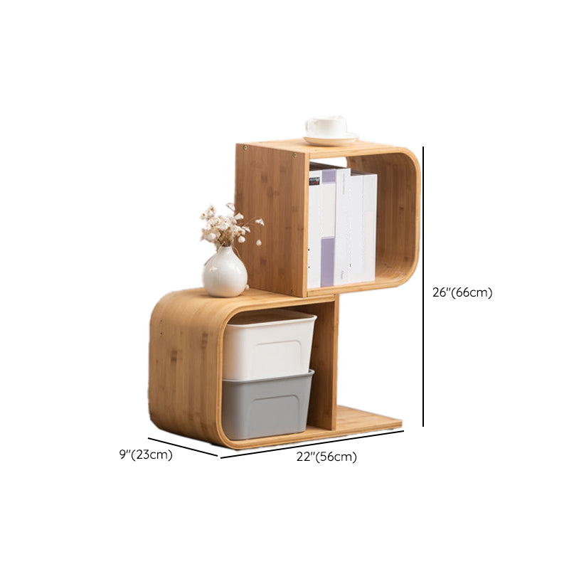 Modern Bamboo Bookcase Natural Open Back Standard Bookshelf with Shelves