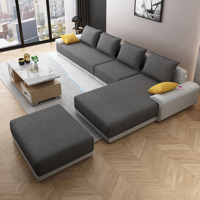 Scandinavian Style Stationary Seating Living Room Recessed Arm Pillows Sofa