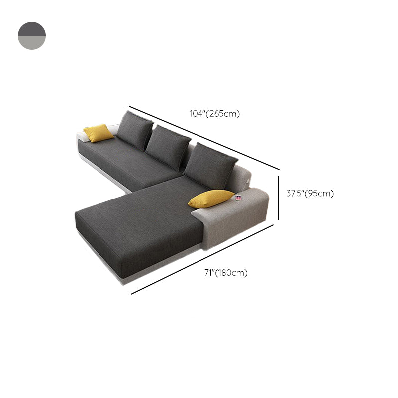 Scandinavian Style Stationary Seating Living Room Recessed Arm Pillows Sofa