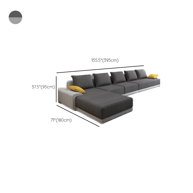 Scandinavian Style Stationary Seating Living Room Recessed Arm Pillows Sofa