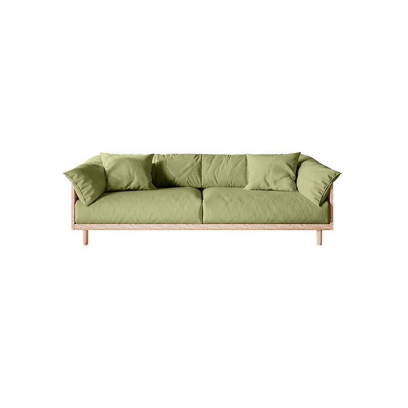 Scandinavian Loose Back Sofa with Pillow Top Arm in Solid Wood and Linen