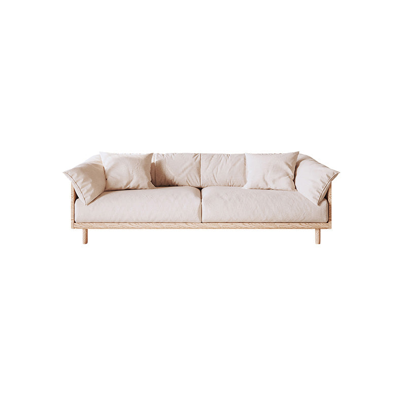 Scandinavian Loose Back Sofa with Pillow Top Arm in Solid Wood and Linen