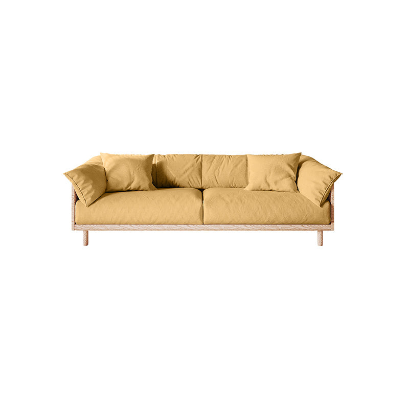 Scandinavian Loose Back Sofa with Pillow Top Arm in Solid Wood and Linen