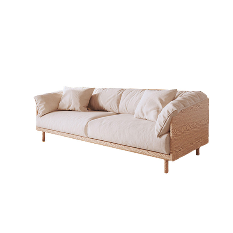 Scandinavian Loose Back Sofa with Pillow Top Arm in Solid Wood and Linen
