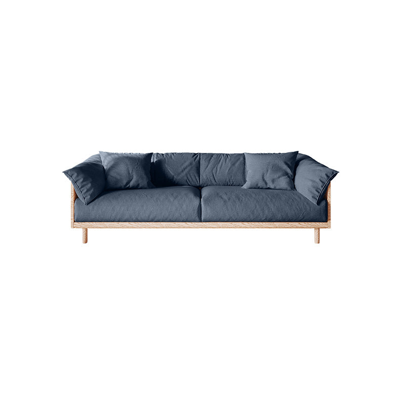 Scandinavian Loose Back Sofa with Pillow Top Arm in Solid Wood and Linen