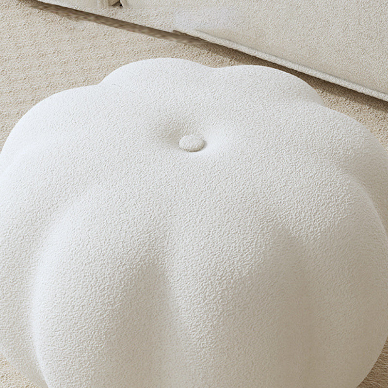 Modern Pouf Ottoman Velvet Upholstered Solid Color Pumpkin Shape Ottoman