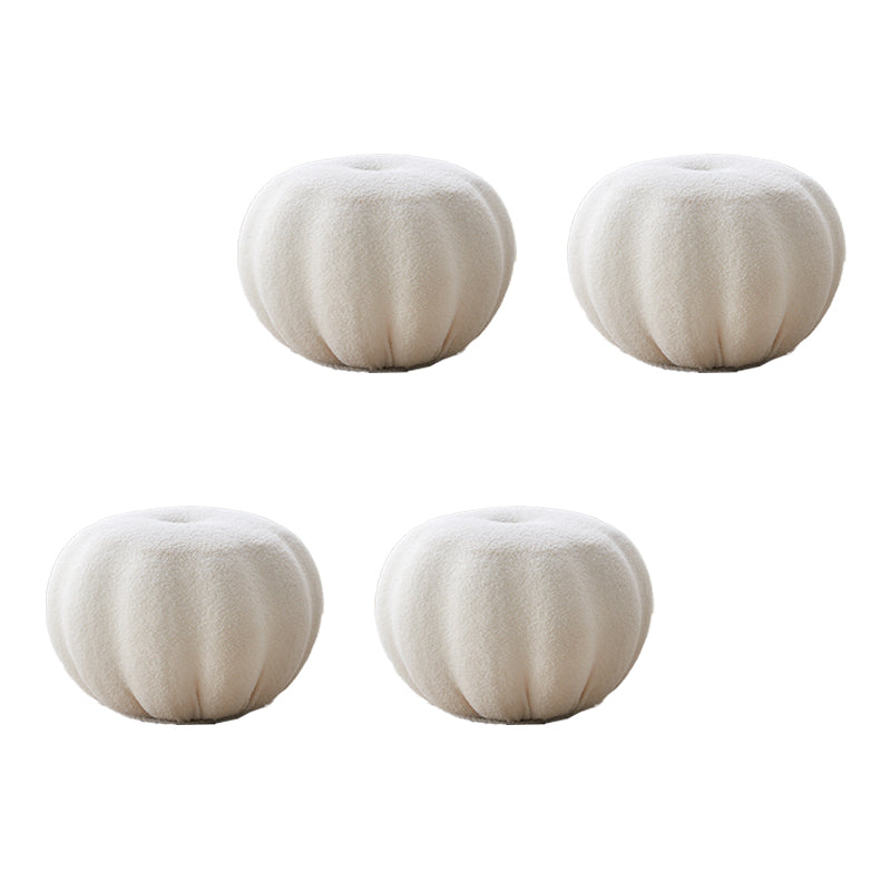Modern Pouf Ottoman Velvet Upholstered Solid Color Pumpkin Shape Ottoman
