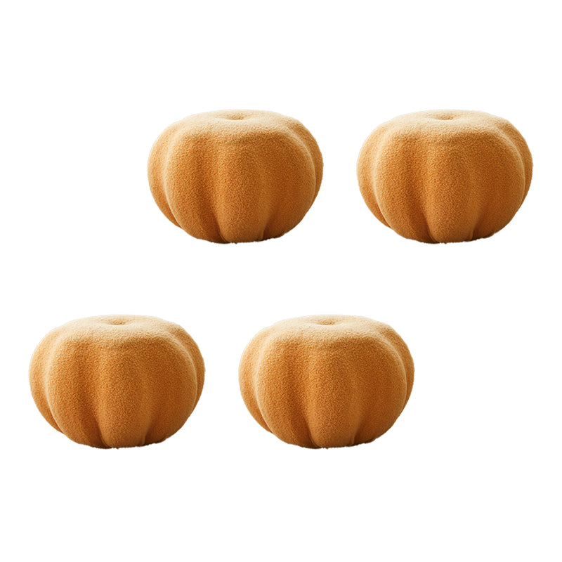 Modern Pouf Ottoman Velvet Upholstered Solid Color Pumpkin Shape Ottoman