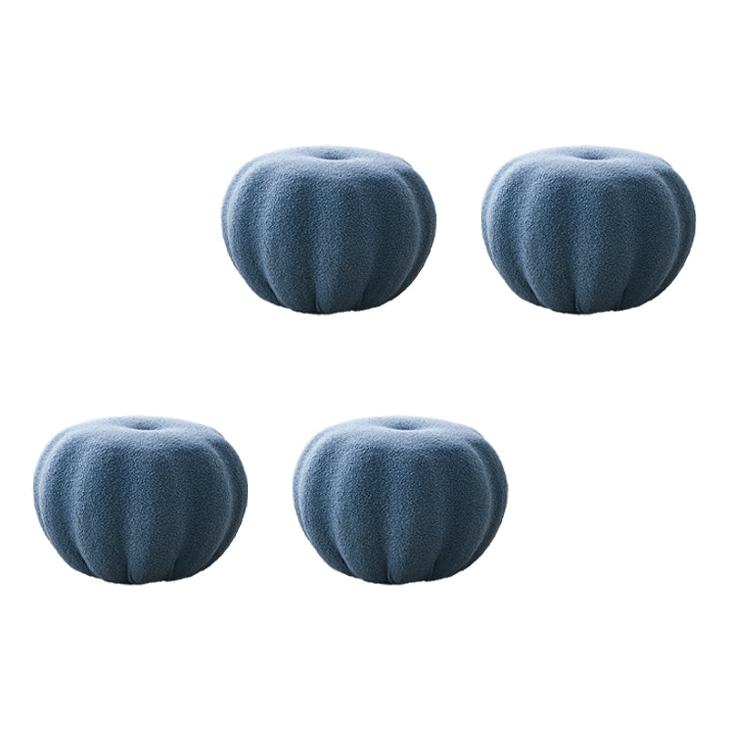 Modern Pouf Ottoman Velvet Upholstered Solid Color Pumpkin Shape Ottoman