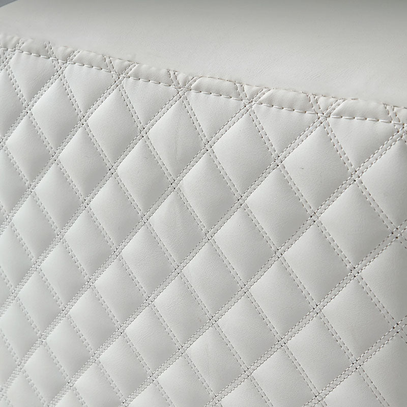 Glam Ottoman Genuine Leather Upholstered Diamond Lattice Square Ottoman with Metal Legs