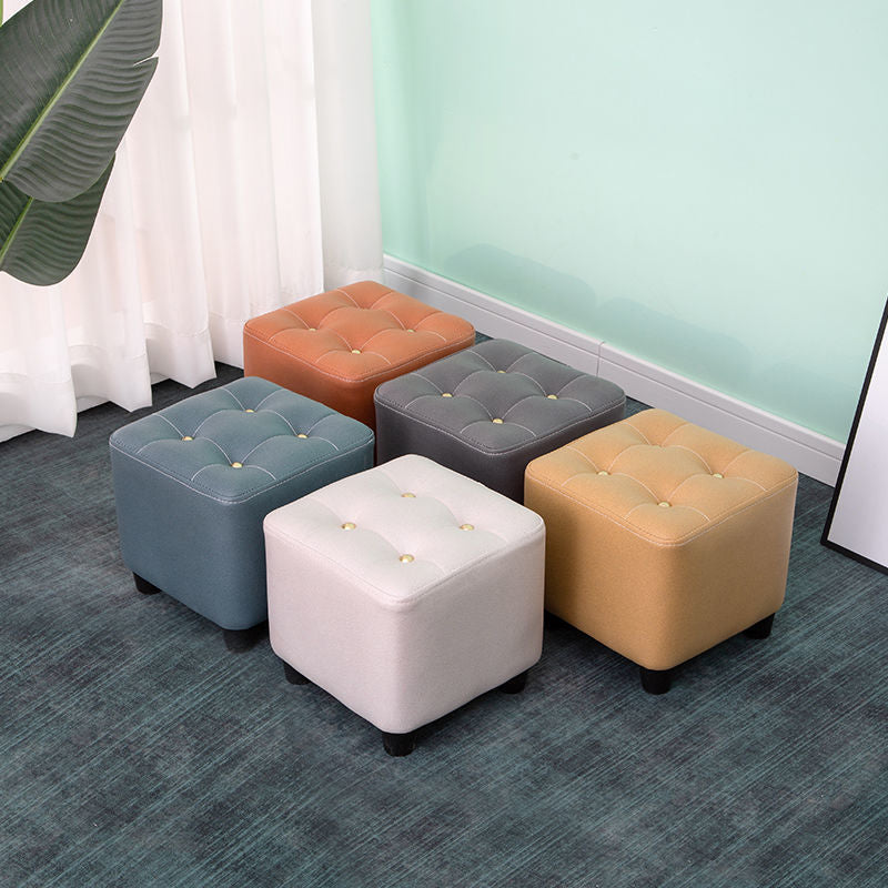 Tufted Ottoman Whole Colored Fabric Water Resistant Square Modern Ottoman