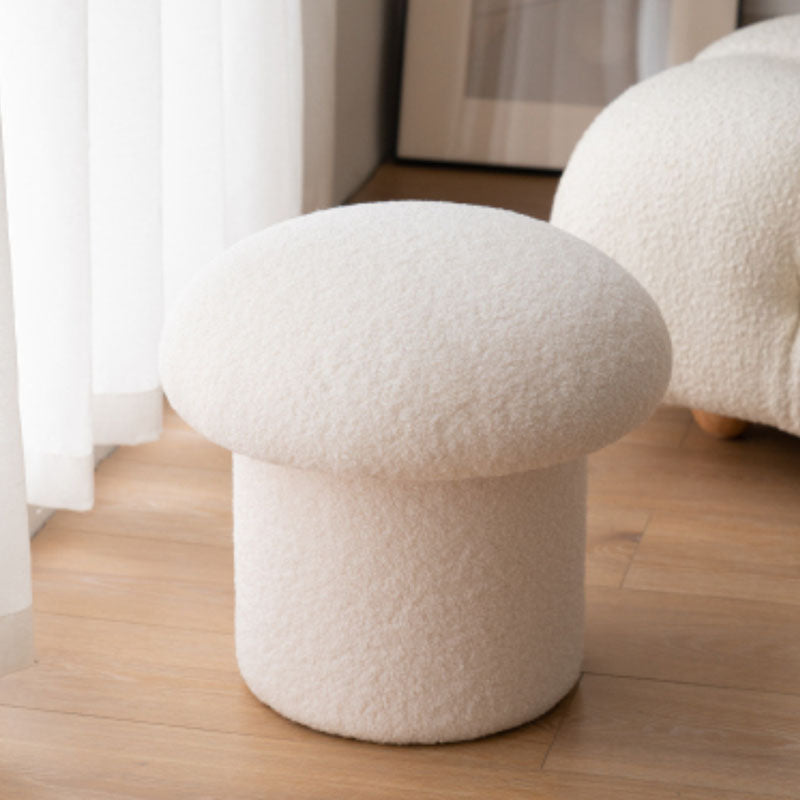 Plain Pouf Mushroom Shaped Sherpa Fade Resistant Upholstered Pouf Ottoman