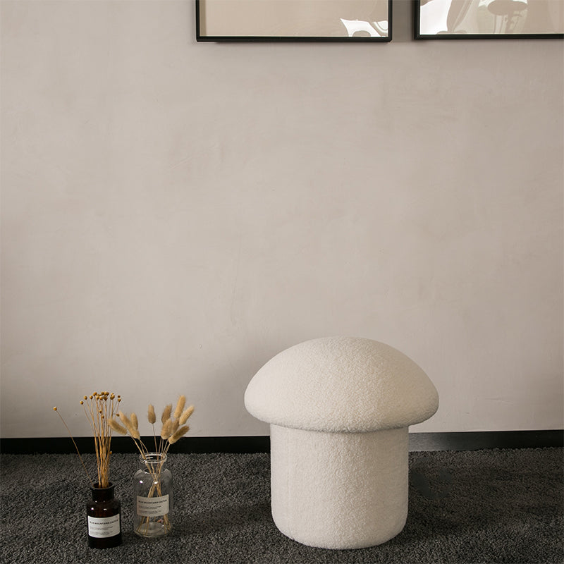 Plain Pouf Mushroom Shaped Sherpa Fade Resistant Upholstered Pouf Ottoman