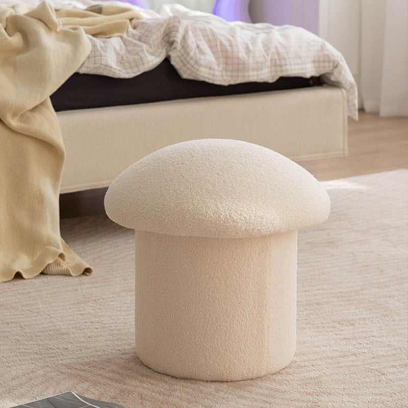 Plain Pouf Mushroom Shaped Sherpa Fade Resistant Upholstered Pouf Ottoman