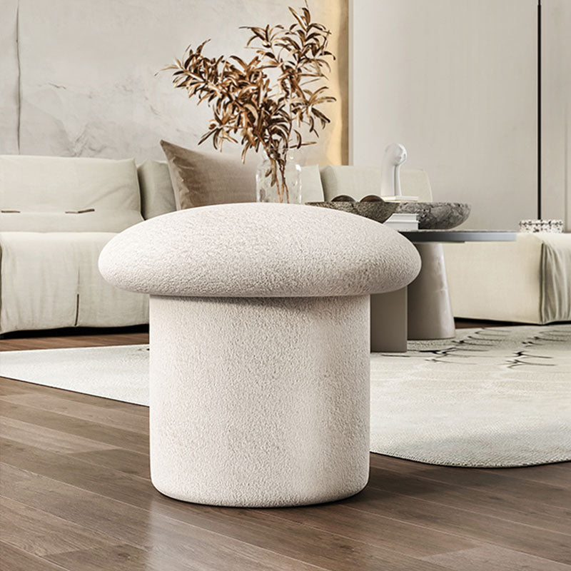 Plain Pouf Mushroom Shaped Sherpa Fade Resistant Upholstered Pouf Ottoman