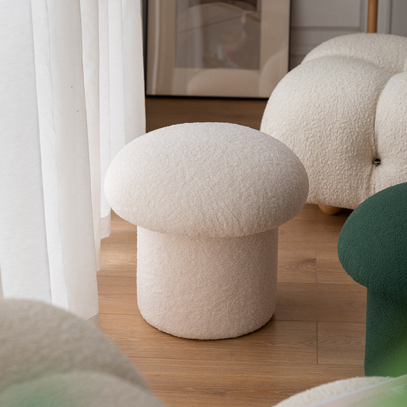 Plain Pouf Mushroom Shaped Sherpa Fade Resistant Upholstered Pouf Ottoman