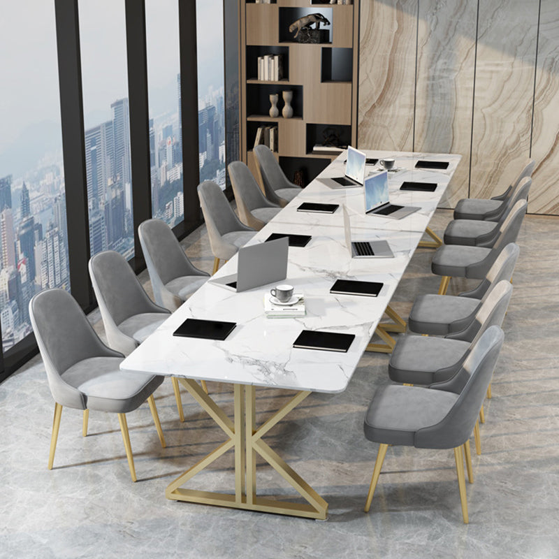 Metal Modern Style Dining Table Sintered Stone Top Table for Dining Room