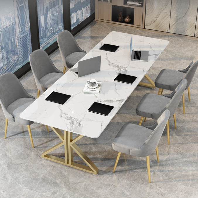 Metal Modern Style Dining Table Sintered Stone Top Table for Dining Room