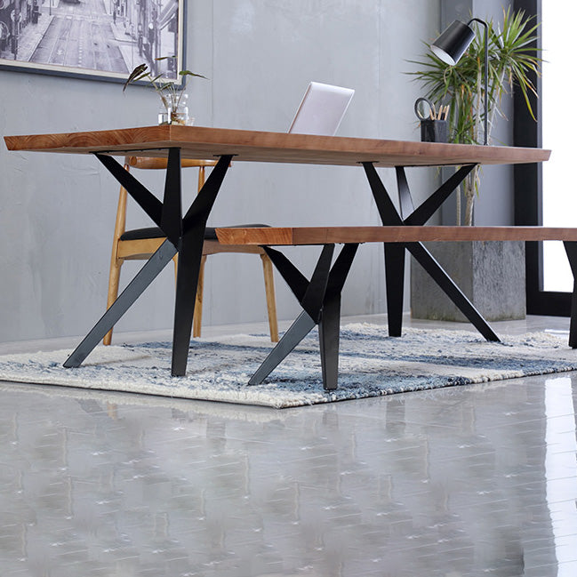 Industrial Rectangle Dining Table Wooden Table with Metal Legs for Home Use