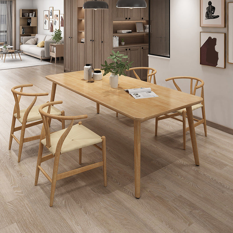 Glam Rectangle Dining Table Wooden Table with Wood Legs for Home