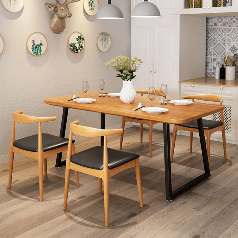 Industrial Rectangle Dining Table Wooden Table with Metal Legs for Kitchen