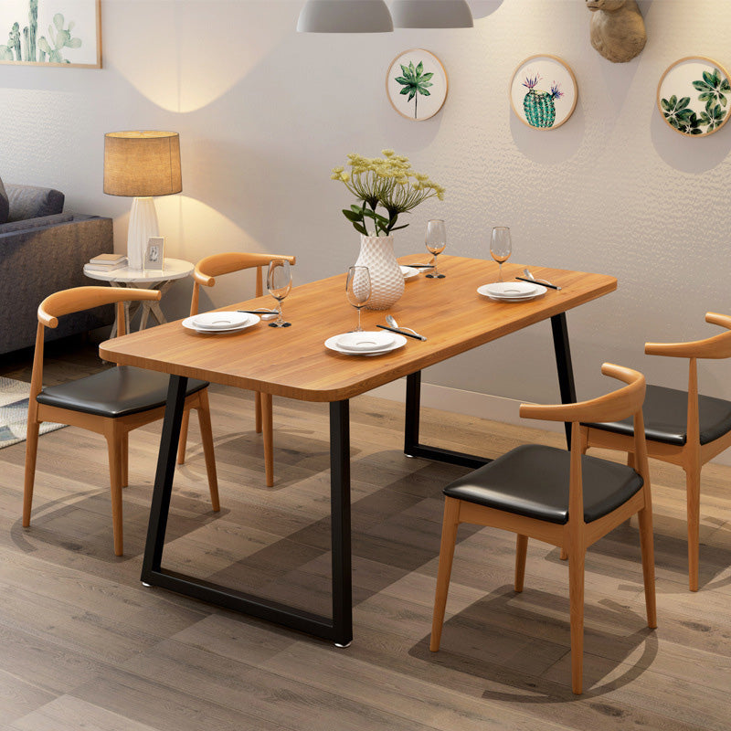 Industrial Rectangle Dining Table Wooden Table with Metal Legs for Kitchen