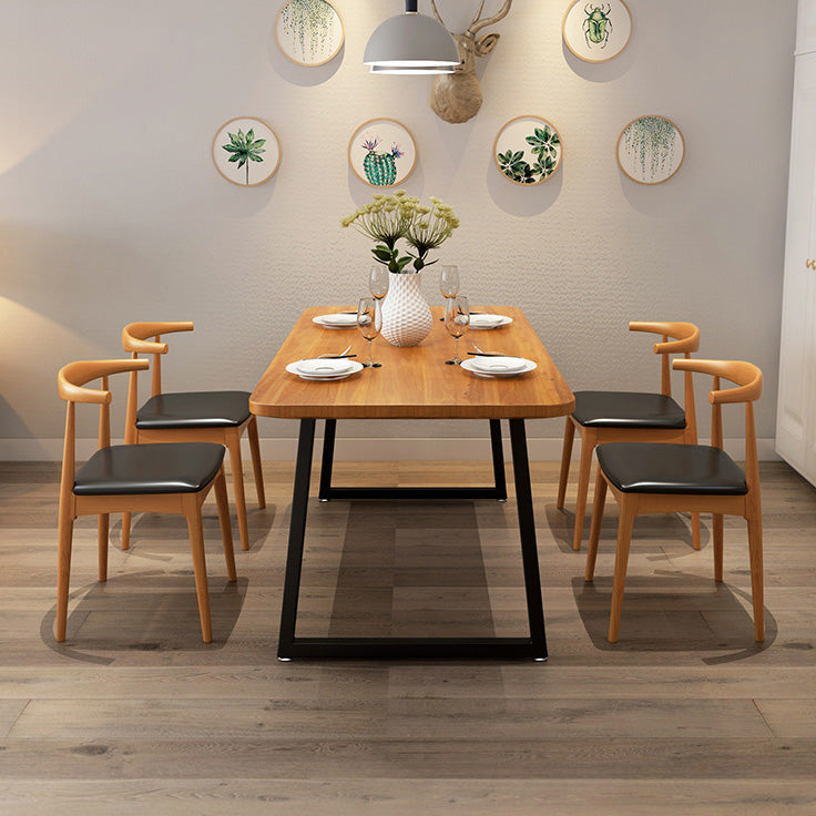 Industrial Rectangle Dining Table Wooden Table with Metal Legs for Kitchen