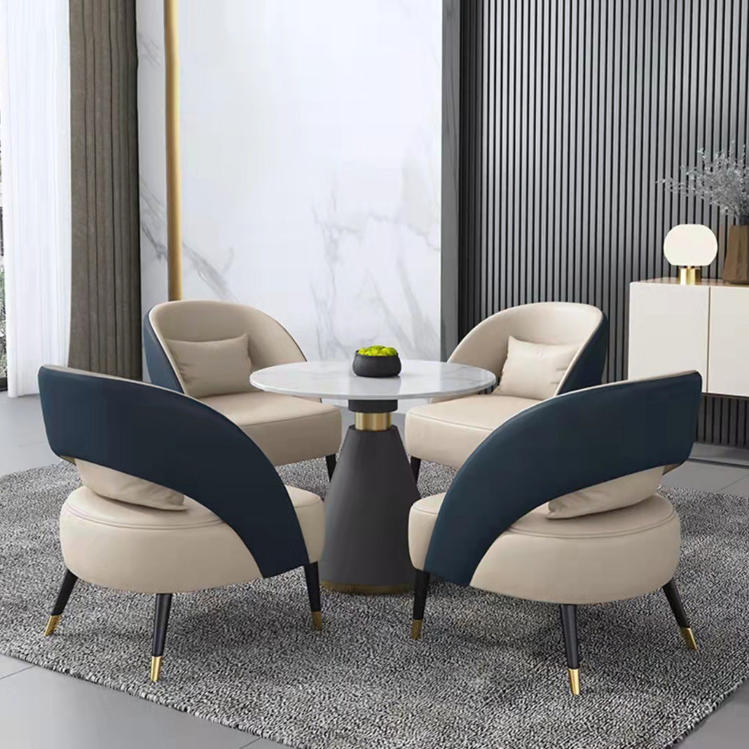 Modern Round Dining Table for Kitchen Metal Pedestal Base Table