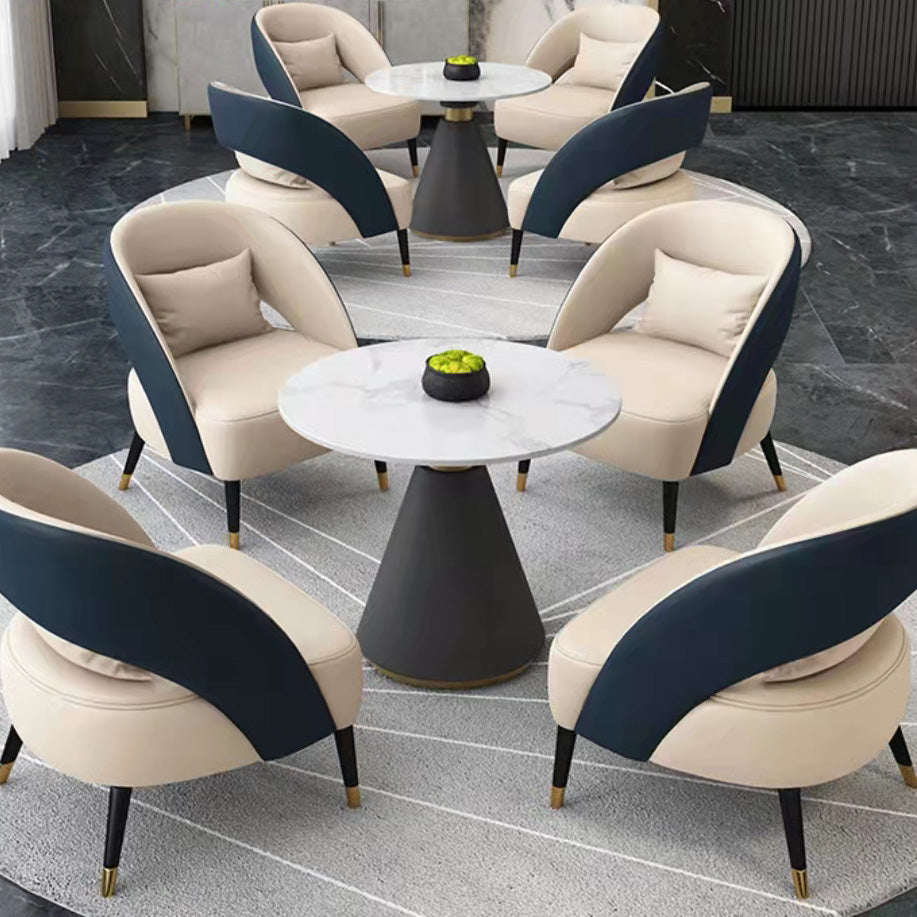 Modern Round Dining Table for Kitchen Metal Pedestal Base Table