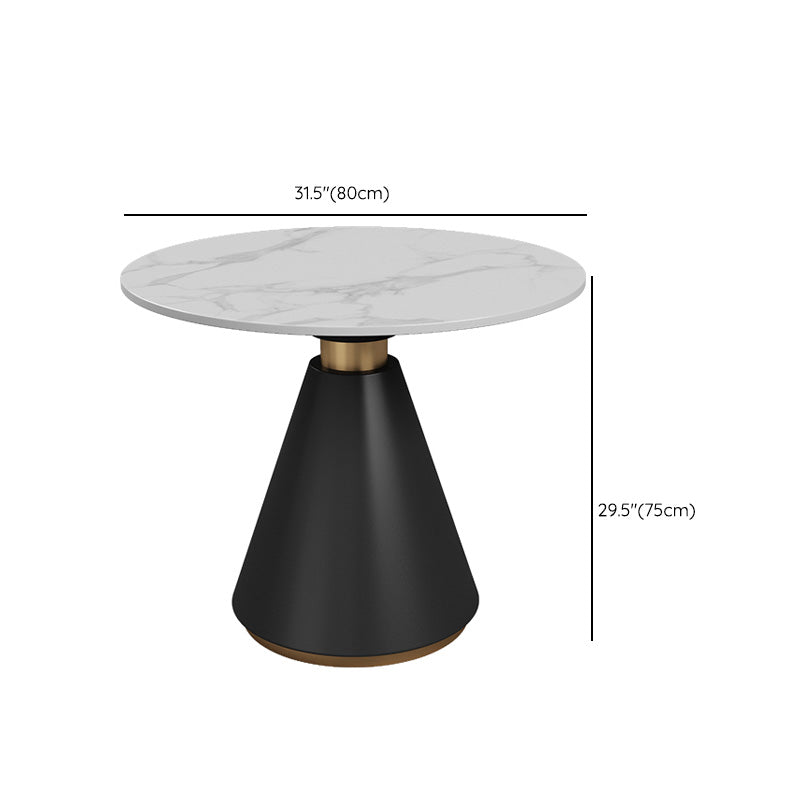 Modern Round Dining Table for Kitchen Metal Pedestal Base Table