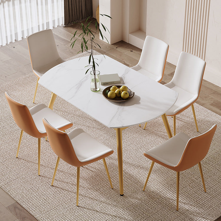 Modern Extendable Dining Table Stone Top Dining Table with 4 Legs
