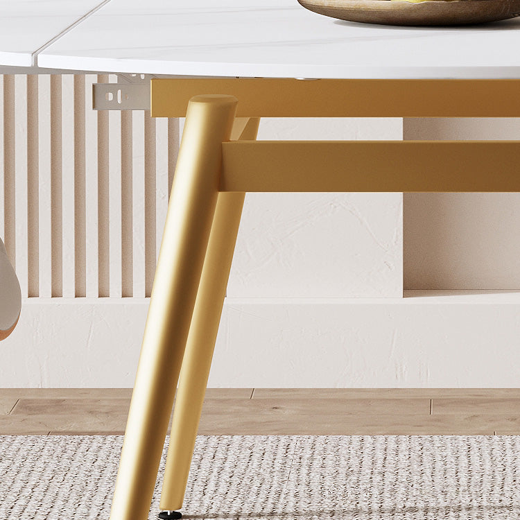 Modern Extendable Dining Table Stone Top Dining Table with 4 Legs