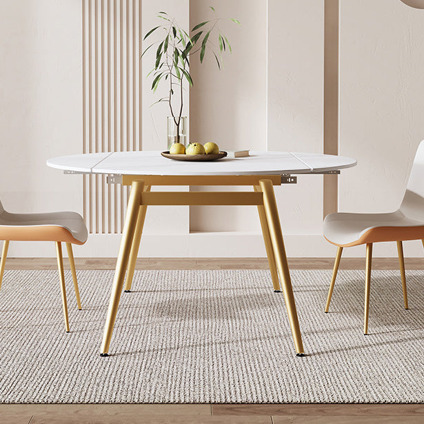 Modern Extendable Dining Table Stone Top Dining Table with 4 Legs