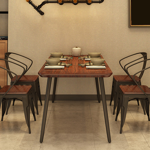 Industrial Rectangle Dining Table Solid Wood Top Dining Table for Restaurant