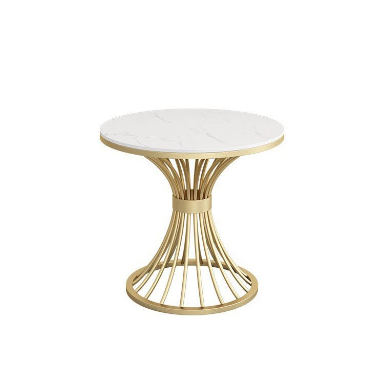 White Faux Marble Dining Table Traditional Luxury Round Table for Home