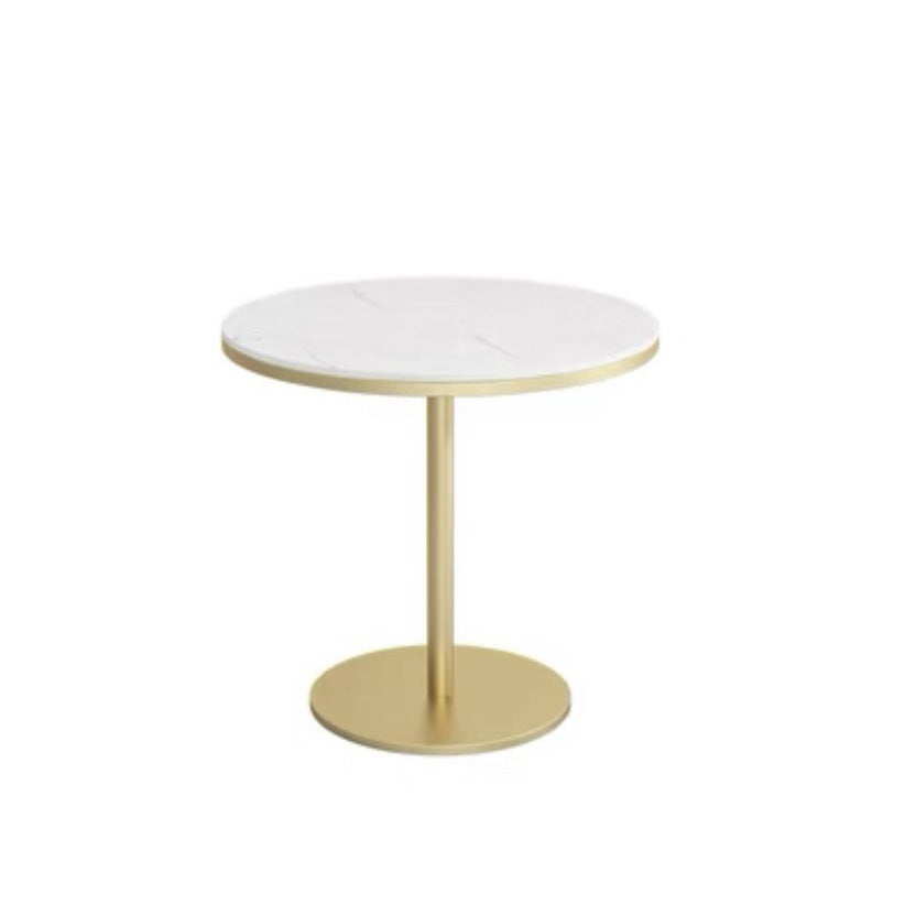 White Faux Marble Dining Table Traditional Luxury Round Table for Home