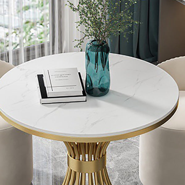 White Faux Marble Dining Table Traditional Luxury Round Table for Home