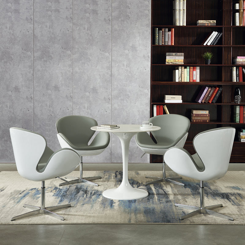White Stone Table with Plastic Tulip Contemporary Round Dining Table