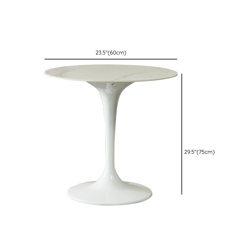 White Stone Table with Plastic Tulip Contemporary Round Dining Table